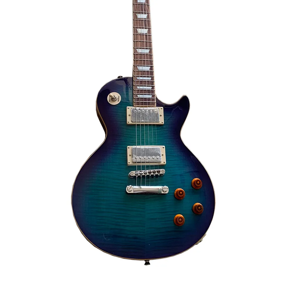 

LP Blue Electric Guitar 6 Strings Mahogany Body Rosewood Fingerboard Glossy Humbucker Pickups Upgraded Hardwares