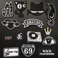 cute animals cat patches embroidery black stickers iron on patchs badge appliques for clothing embroidered backpack jeans jacket