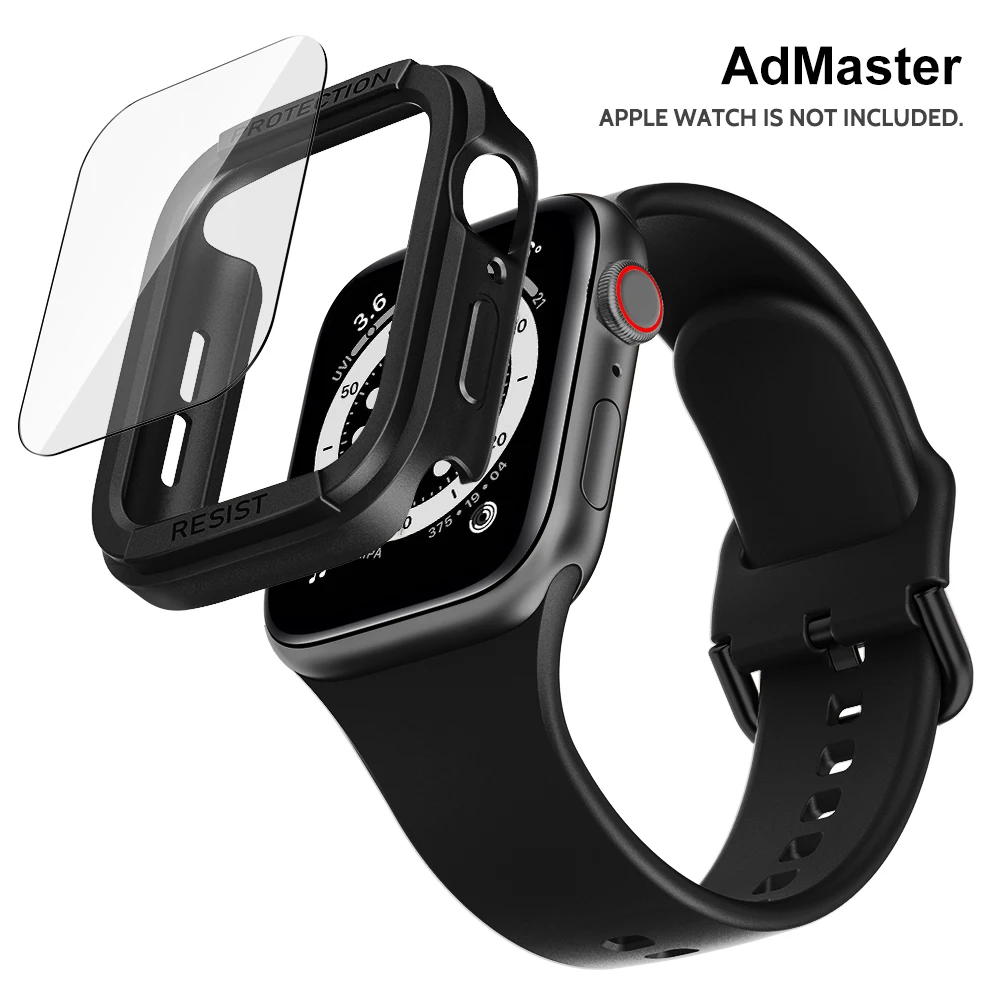 Silicone Watch Strap + Case for Apple Watch Band 40mm 44mm Sport Bracelet Case Bumper + Tempered film for iWatch series 6 se 5 4
