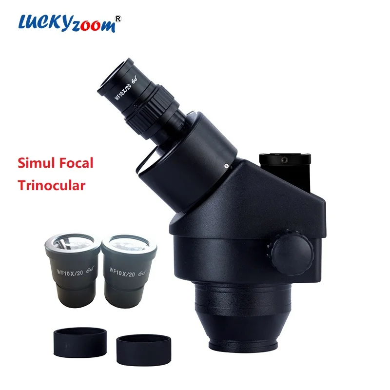 

Black 7X-45X Simul Focal Trinocular Microscope Head 10X Eyepiece Professional Upgraded Camera Port Head For Stereo Microscopio