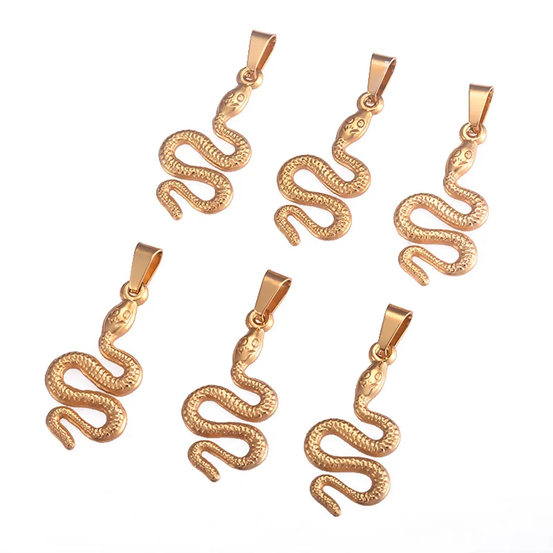 

5pcs Gold Stainless Steel Pendants Animal Snake Charms Pendants For Making DIY Jewelry Earring Necklace Accessories Findings
