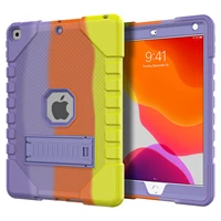 gwl hybrid slim silicone cover case for ipad 10 2 inch rainbow 3 in 1 layers protection shock absorption with kickstand