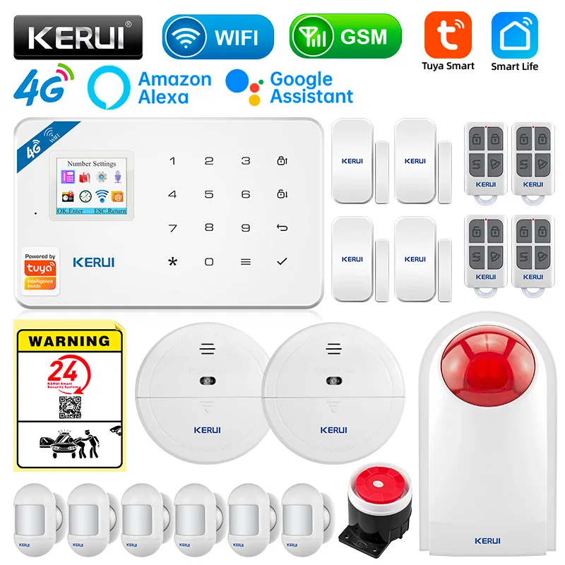 

Охранная сигнализация KERUI W184, GSM, 4G, Wi-Fi, управление через приложение