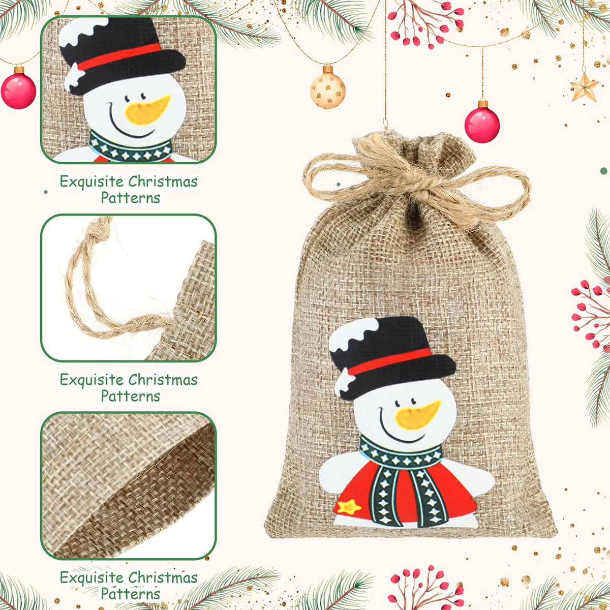 Рождественский адвент-календарь календарь из 12 предметов Джутовая сумка