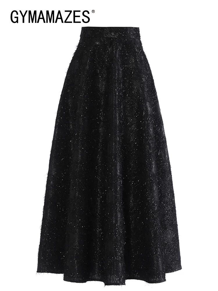 

Женская длинная юбка с завышенной талией и складками