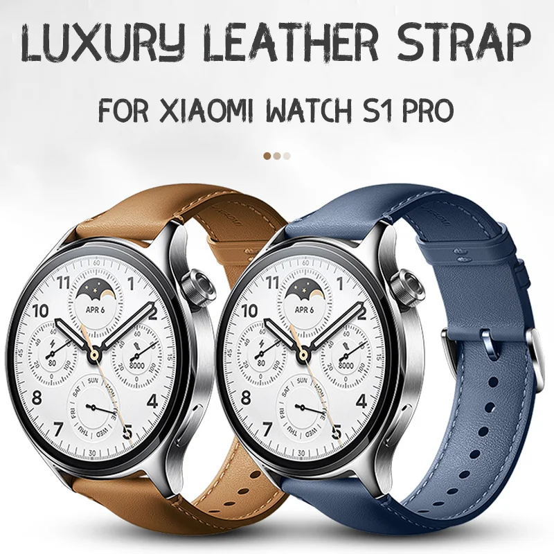 Original Leather Strap for Xiaomi Watch S1 Pro /S1 & MI Color 2/S1 Active Cowhide Band for Universal 22MM Bracelet Accessories
