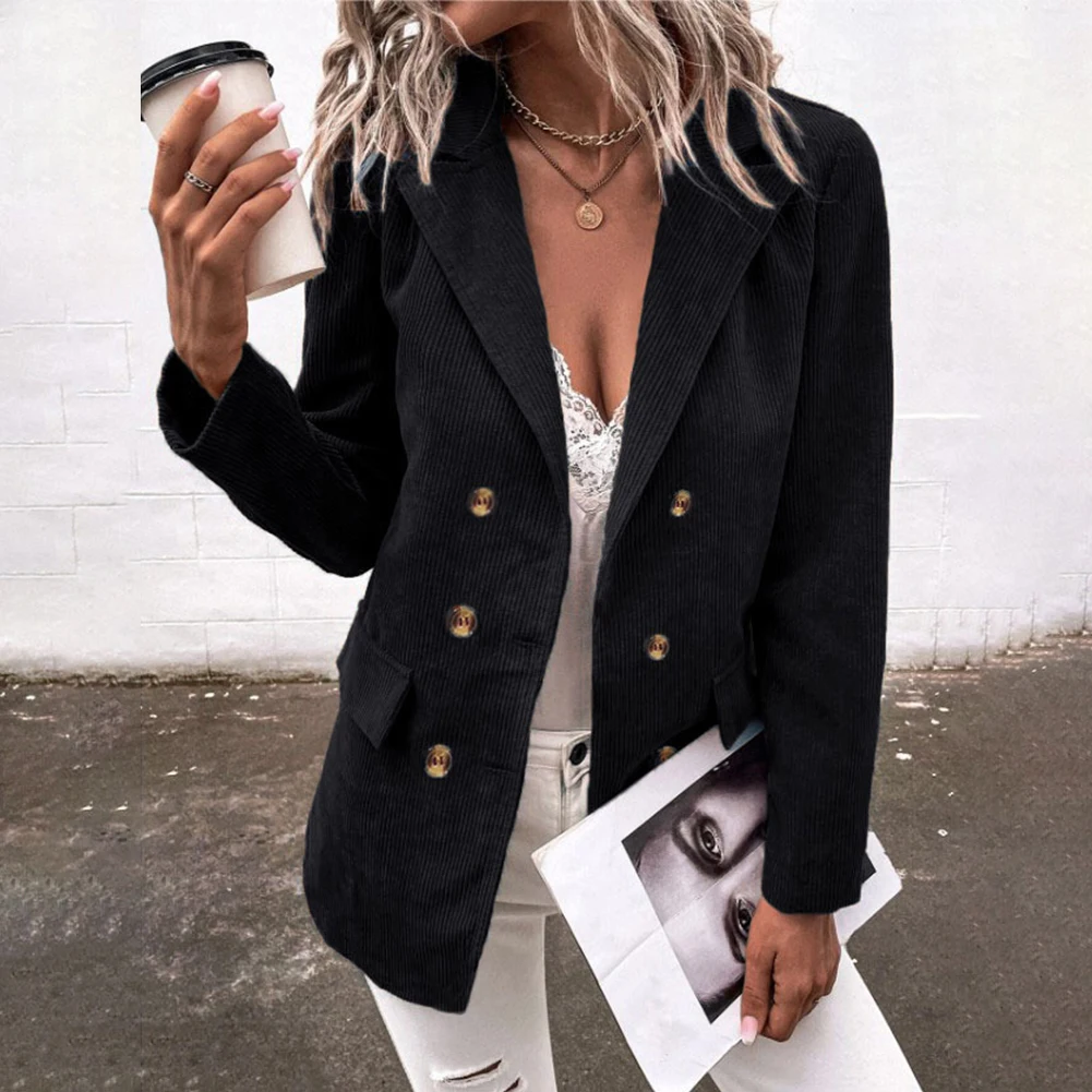 

Women Autumn Long Sleeve Corduroy Blazer Coat Tops Suit Solid Single Breasted Lapel Ladies Fashion Casual Jacket Outwear Coats