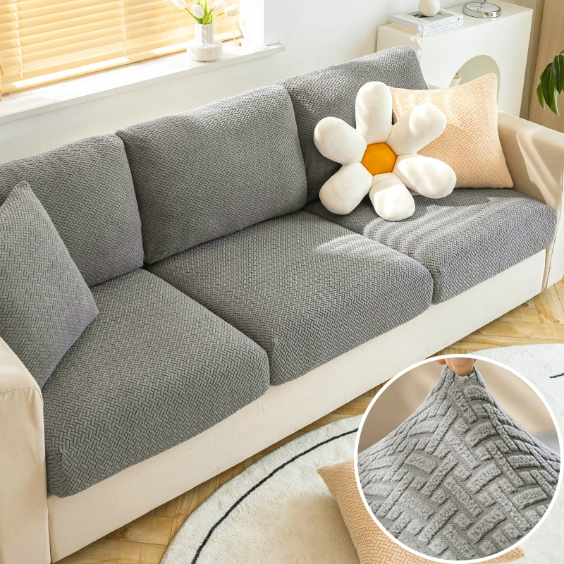 

Elastic Soft Sofa Seat Cushion Cover Winter Jacquard Anti-dust Decor Couch Covers Corner Sofa Slipcover for Living Room Pets
