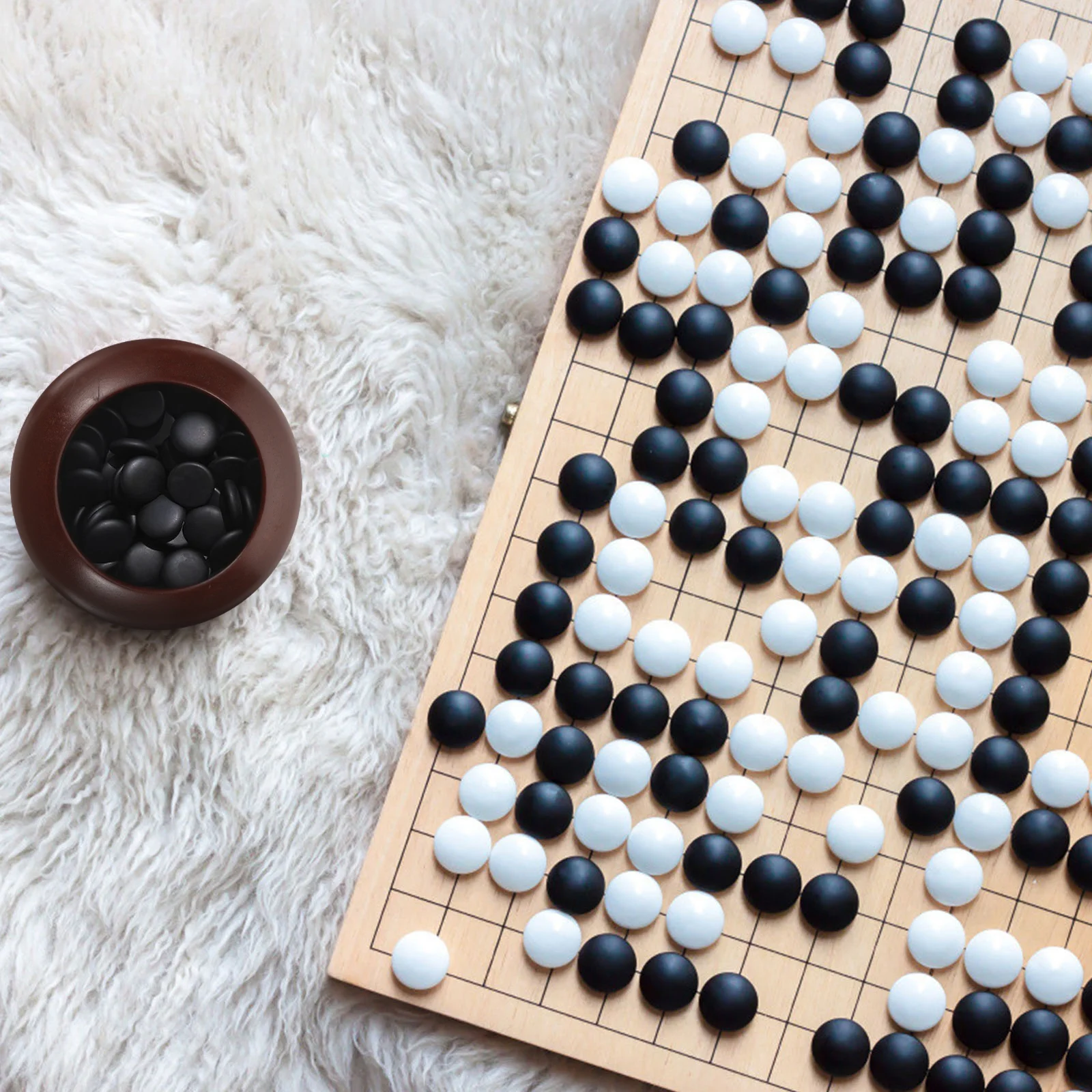 Go Chess Pieces Bowl Простая миска для хранения шахматных фигур Деревянные шахматные