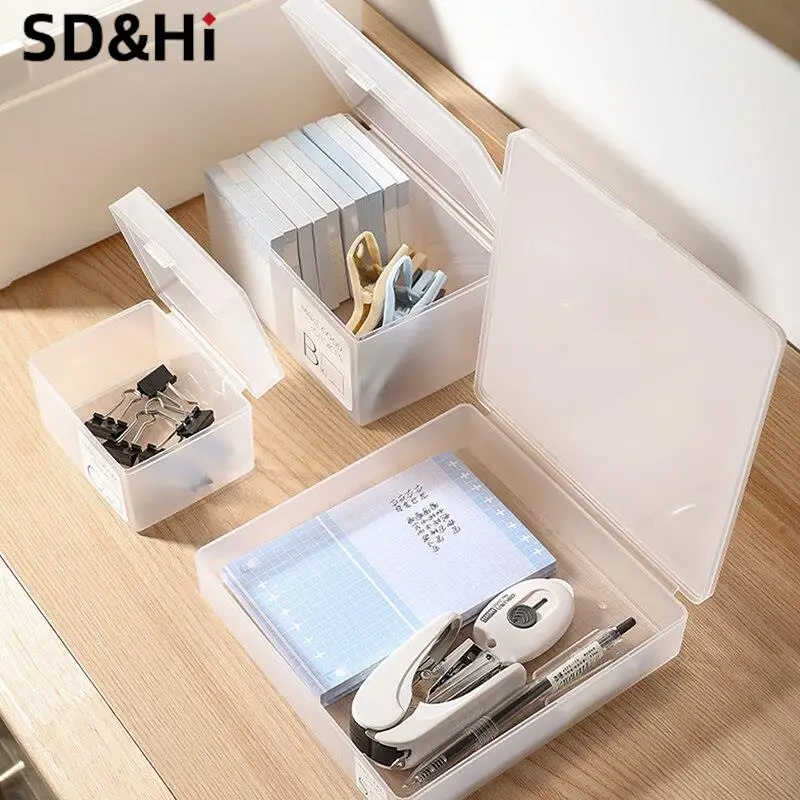 

1pc Transparent Plastic Storage Box Photocards Small Card Stickers Organizer Desk Subpackage Holder Stationery