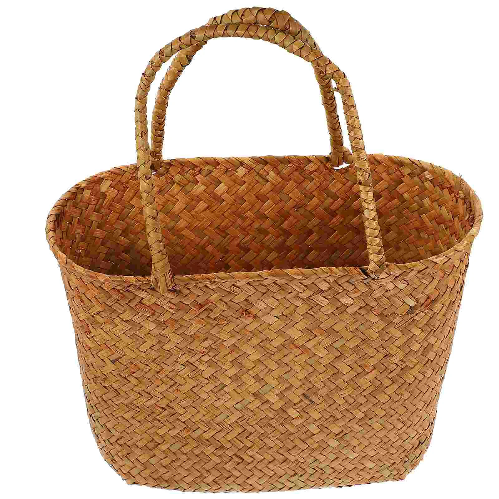 

Flower Gathering Basket Woven Handle Picnic Rustic Portable Decorative Convenient Hand-made