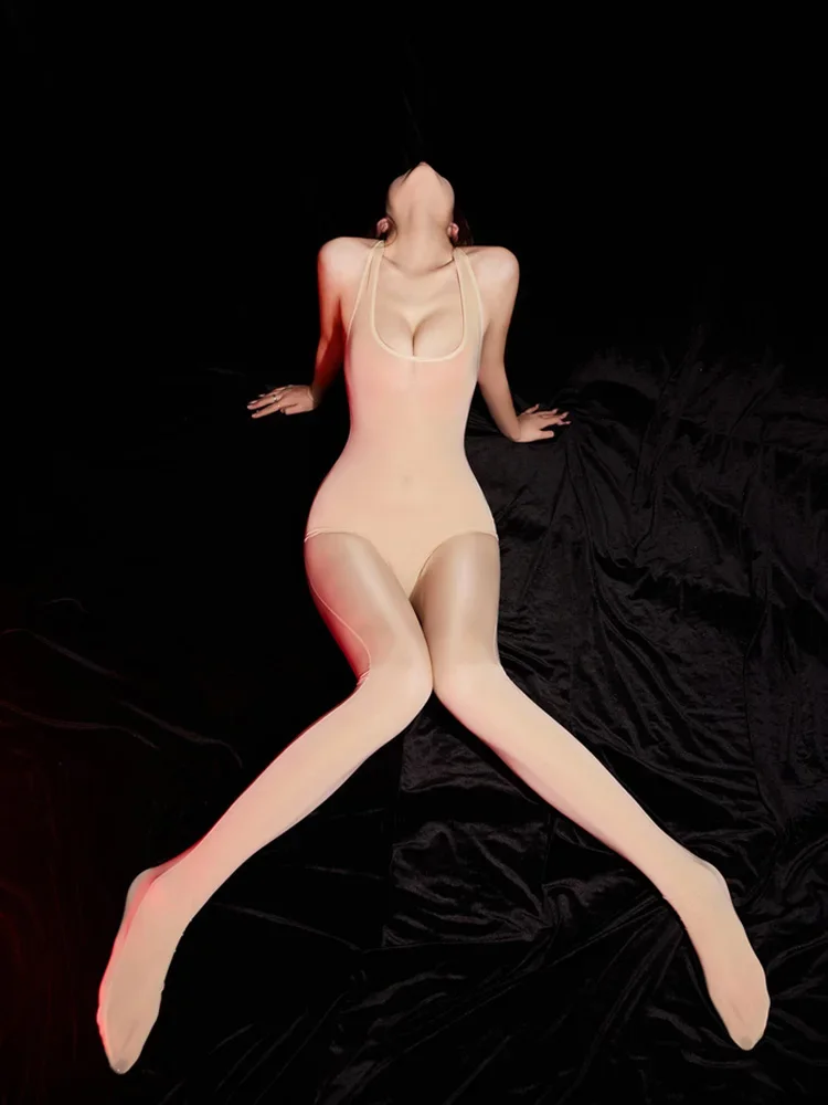 Сексуальные женские блестящие боди с пятнами масла прозрачные эластичные