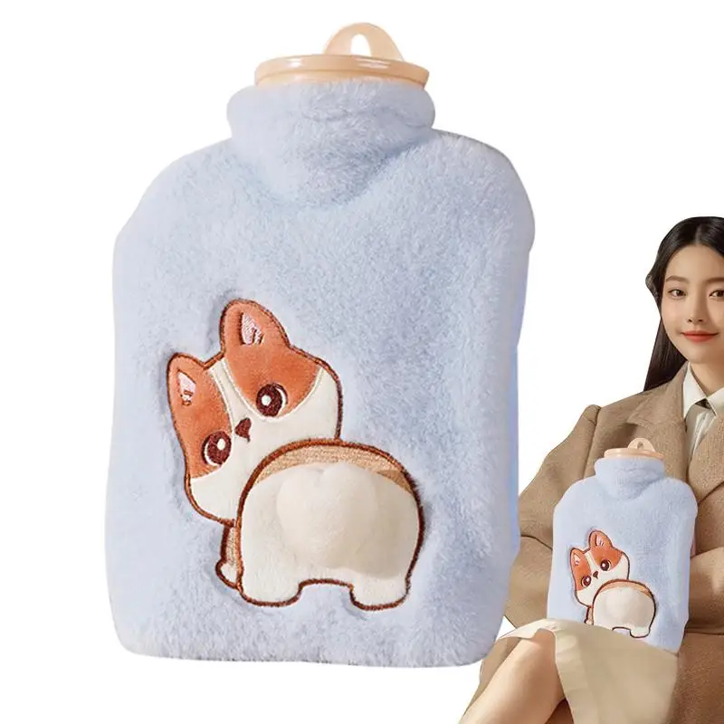 Мультяшная плюшевая собака кошка грелка наполнитель воды бархатная маленькая