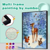 chenistory painting by number snow animals drawing on canvas pictures by numbers deer kits handpainted diy multi aluminium frame