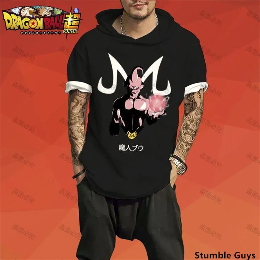 Мужская футболка с капюшоном Goku большие размеры и принтом дракона жемчуга Z лето