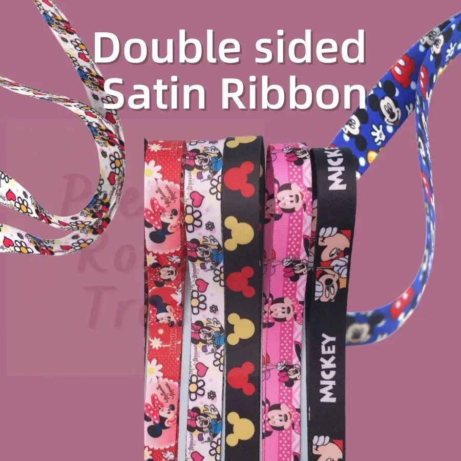 Атласная лента Disney двухсторонний шнурок TsumTsum с Микки и Минни Маусом для