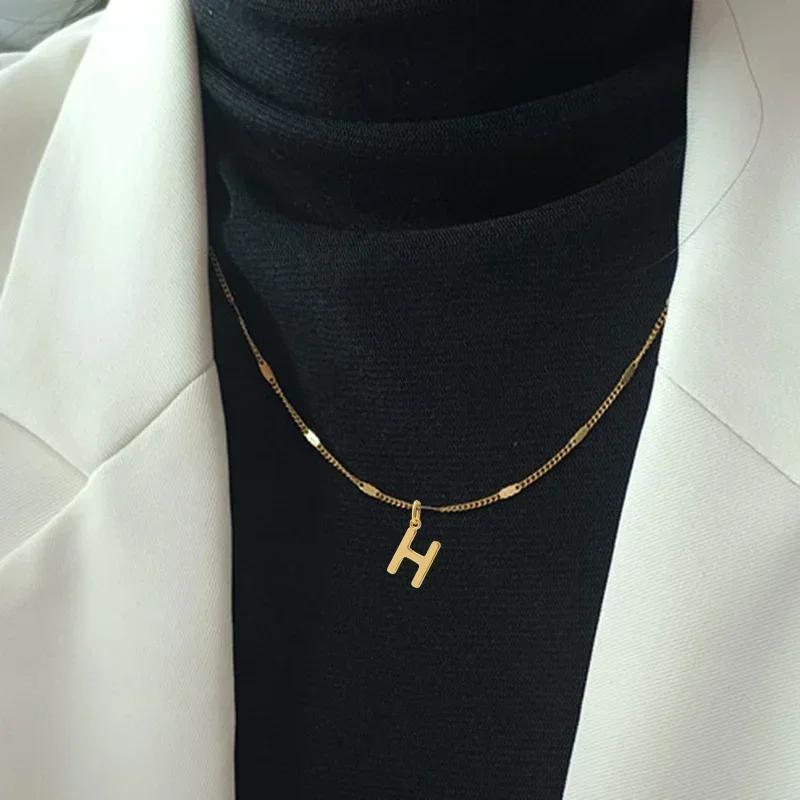Чокер для шеи подвески с буквами инициала женское ожерелье кулоном золотые