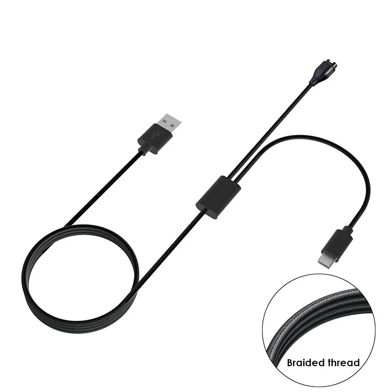 

2 in 1 USB Charging Cable For Garmin Fenix 7 7S 7X 6 6S 6X 5 5S 5X Vivoactive 3 4 4S Venu 2 2S SQ With Dustproof Plug Cover