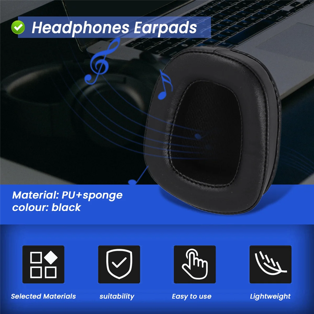 1 пара пенопластовых амбушюр кожаных подушечек для наушников Logitech G933 G935 G633/G 933 G 935