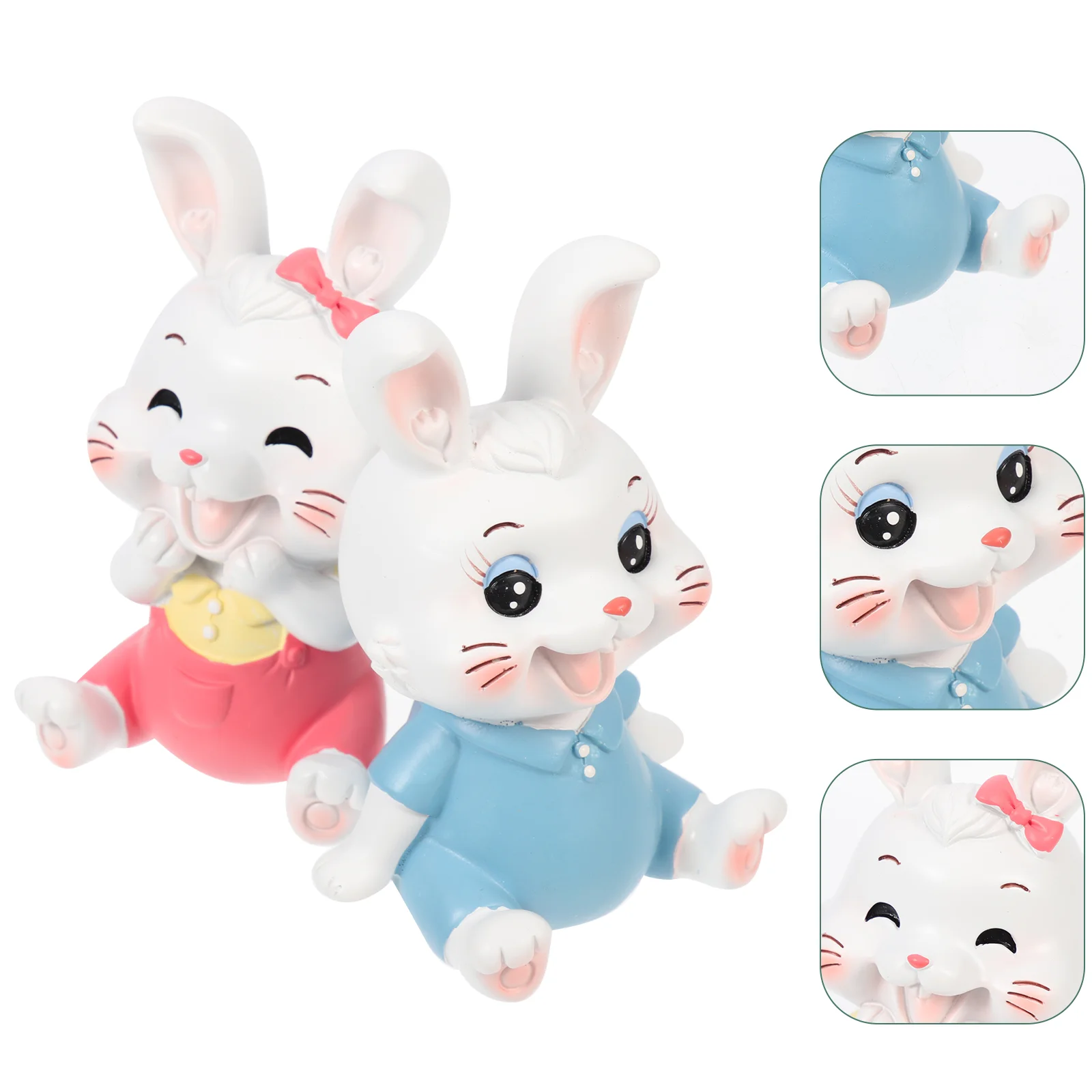 

Rabbit Bunny Figurines Figurine Resin Statue Miniature Decor Statues Ornament Chinese Zodiac Car Sculpture Lucky Cartoon Animal