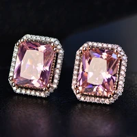 wedding quartz earrings for women jewelry rectangle stud earrings fashion anniversary engagement party gifts