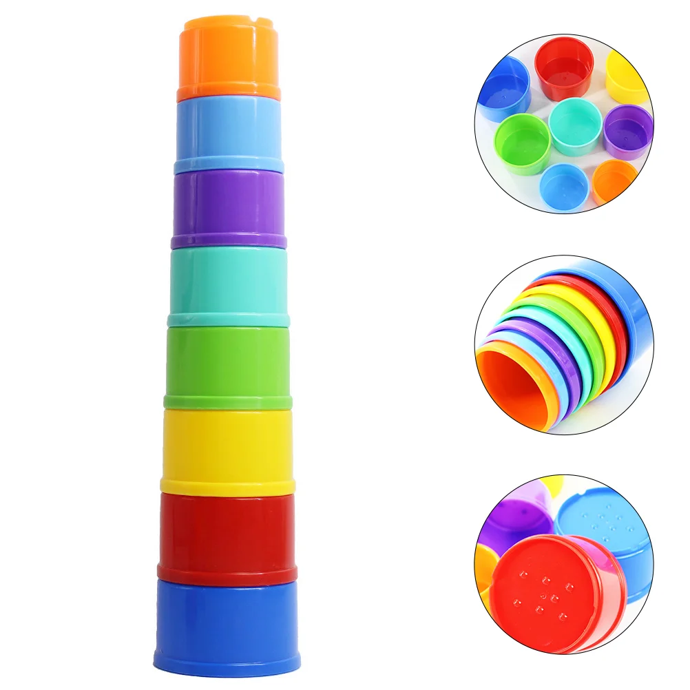 

8Pcs Stacking Cups Building Nesting Cup Early Educational Toddlers Montessori Stacking Bathing for Bathtub Beach