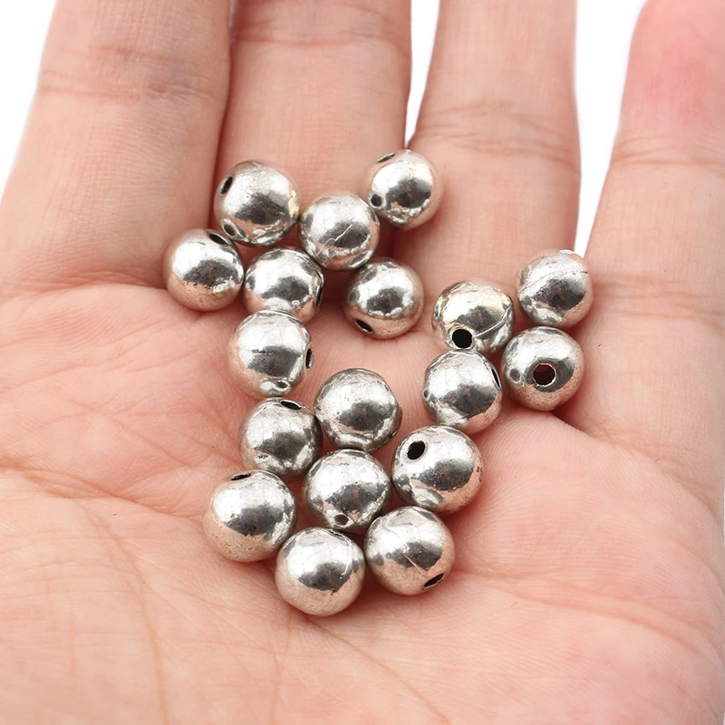 Круглые бусины из цинкового сплава 10-100 шт. шарики Гладкие с отверстием для