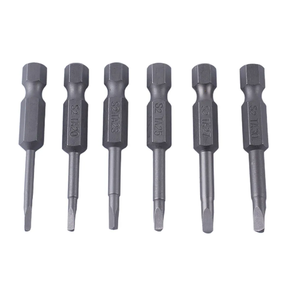 

6Pcs 6.35mm Triangle Screwdriver Bit 50mm TA1.8-3.0 Magnetic Hex Shank Triangle Head Electric Screwdriver Hand Tool Bit Set