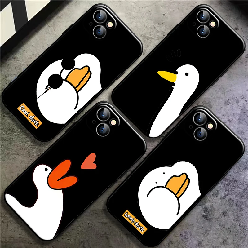 

Cute Cartoon Call Duck For Apple iPhone 13 12 11 Pro Mini X XR XS Max SE 6 6S 7 8 Plus Phone Case Soft Carcasa Coque TPU Funda