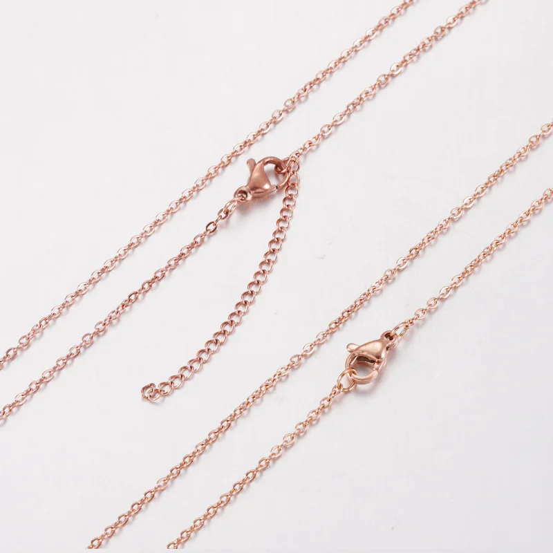 2 Pieces Chain Furnace Plated Rose Gold Cross Stainless Steel Chains DIY Necklace Jewelry Accessories 40cm /45cm/ 50cm Fadeless
