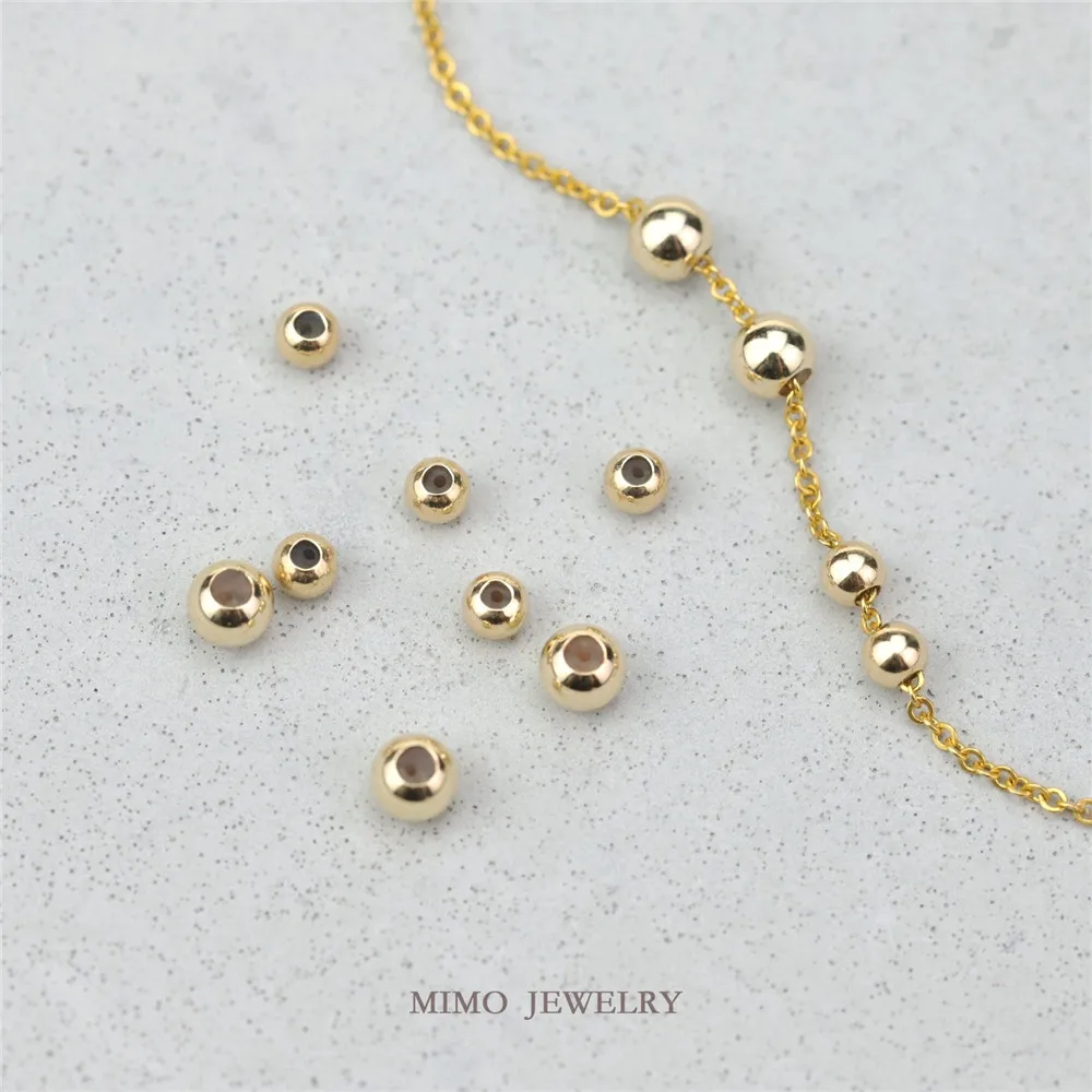 

MIMO JEWELRY Imported 14k Gold Filled silicone gold beads adjustment beads glossy spacer beads DIY loose beading accessories