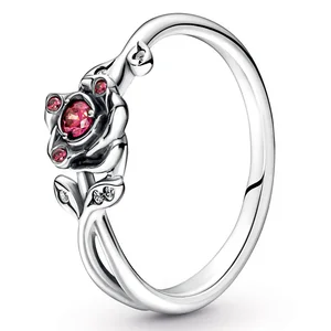 Authentic 925 Sterling Silver Beauty and the Beast Rose Ring For Women Wedding Party Europe Fashion 