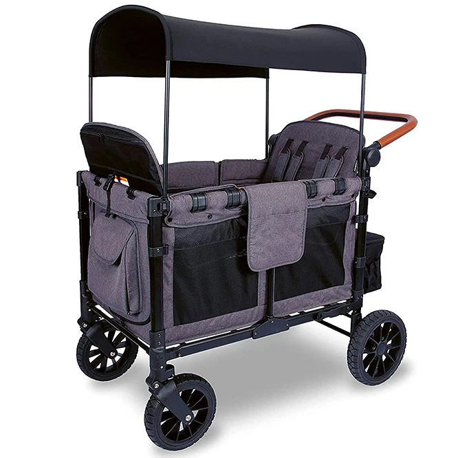Outdoor Collapsible Luxury Stroller Wagon 4 Seater Kids Baby Travel Wagon Stroller Camping Folding Wagon Stroller with Canopy