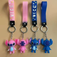 disney anime figures stitch lilos doll cartoon silicone keychain bag keyring ornament accessories childrens toys gifts