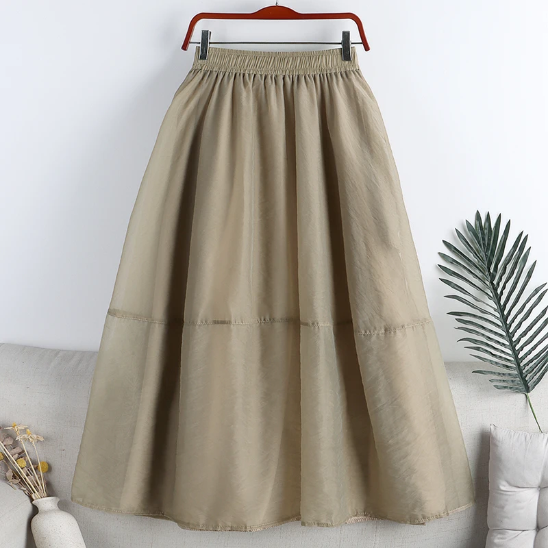 KOLLSEEY Brand 2022 Summer New Style Skirt Waist Elastic Waist Multicolor Fashion Pleated Long Skirt enlarge
