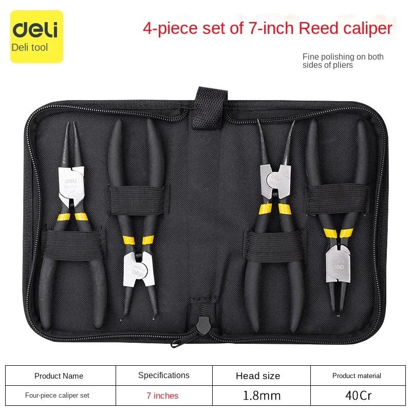 

DELI 4Pcs Portable 7" Internal External Pliers Retaining Clips Multifunctional Snap Ring Circlip Pliers For Hand Tool