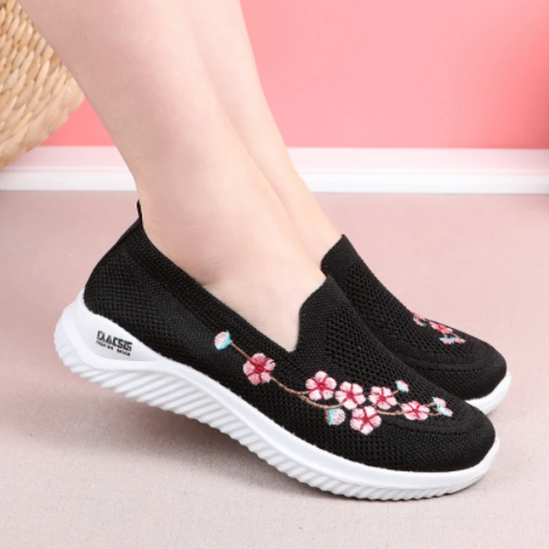 

Женские сетчатые дышащие удобные кроссовки с цветочным принтом, мягкая однотонная модная женская обувь, легкая женская обувь