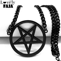 satan inverted pentagram stainless steel choker necklaces for women black color chain necklaces jewelry bijoux femme n7051s03