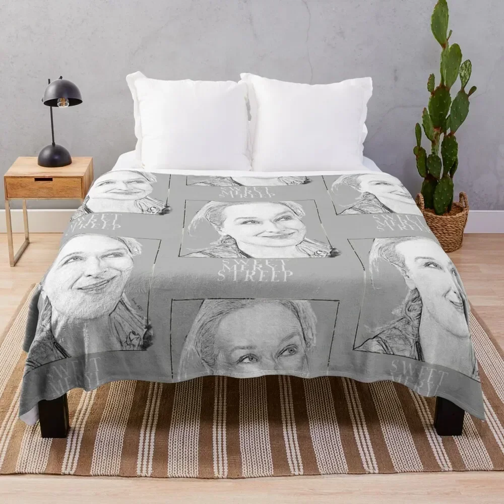 Sweet Meryl Streep в рамке черно-белое popart — цифровая ручная работа от Iona Art Digital Throw Blanket