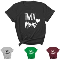 twin mom letter print women t shirt short sleeve o neck loose women tshirt ladies tee shirt tops clothes camisetas mujer