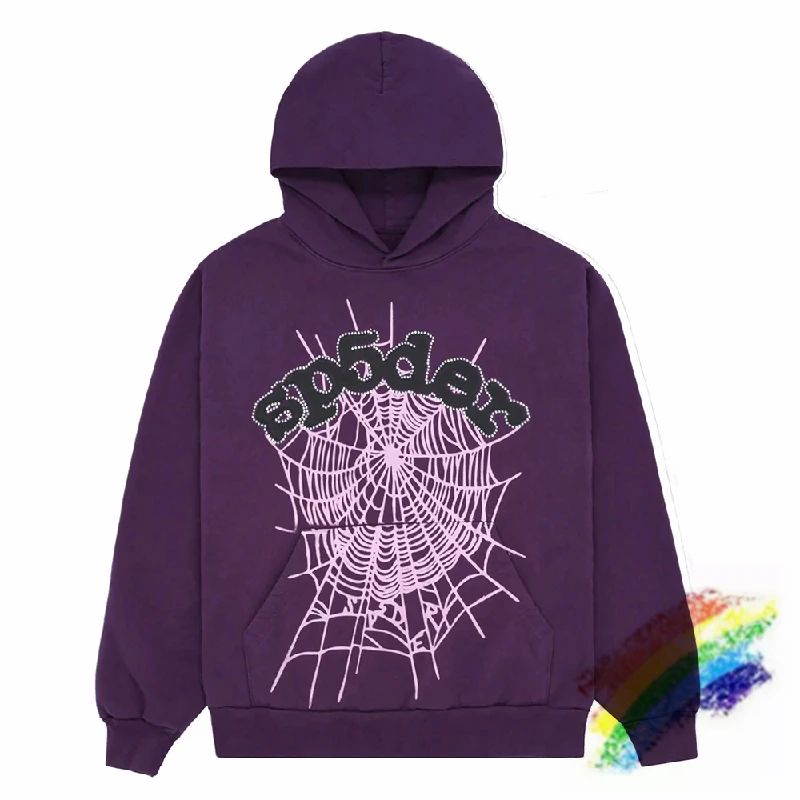 

Purple Flash Sp5der 555555 Pullover Men Women Best Quality Young Thug Oversized Spiderweb Hoodies