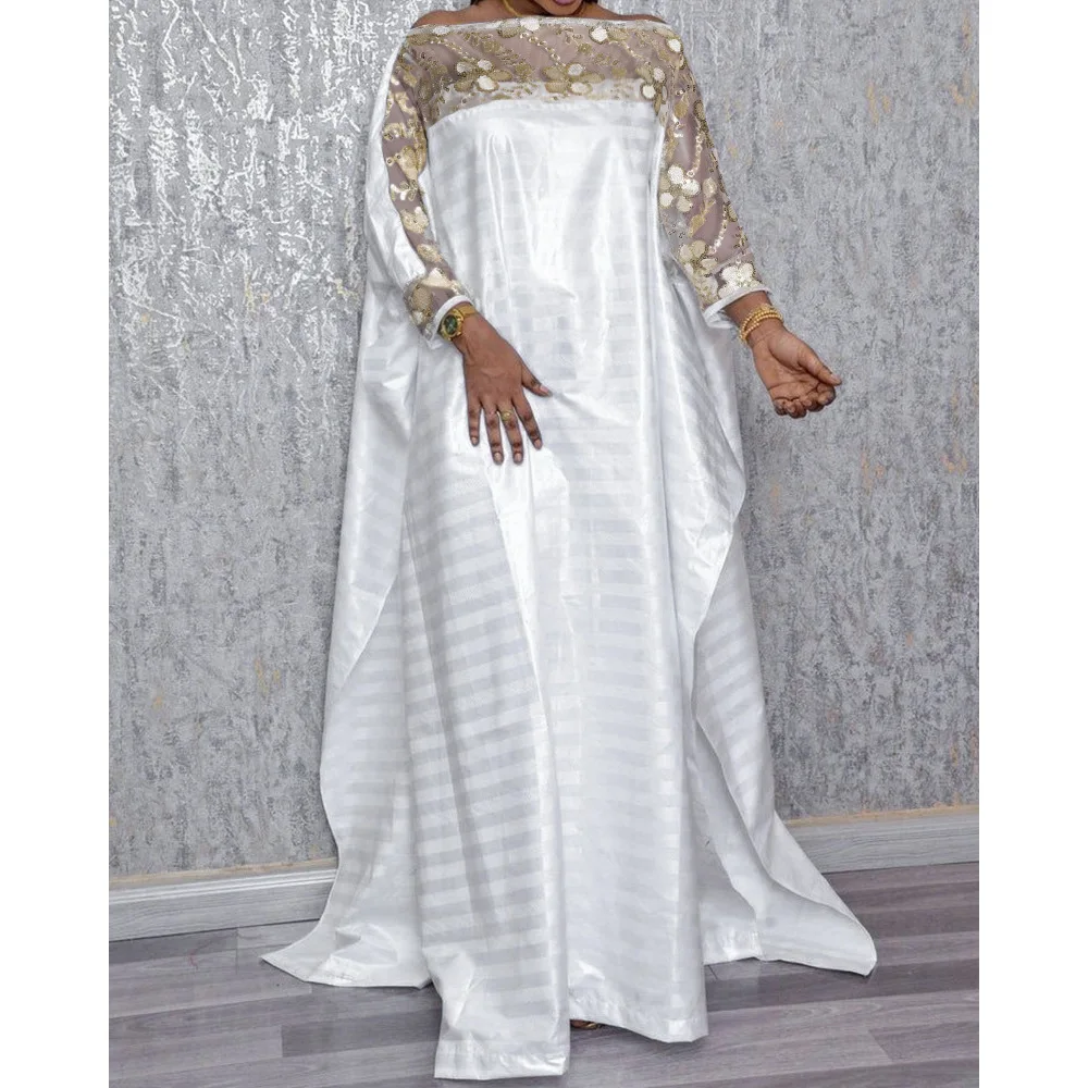 

African Dresses for Women Sequin Moroccan Kaftan Dubai Abaya Muslim Dress Loose Robe Nigerian Africa Dashiki Clothes Boubou Gown