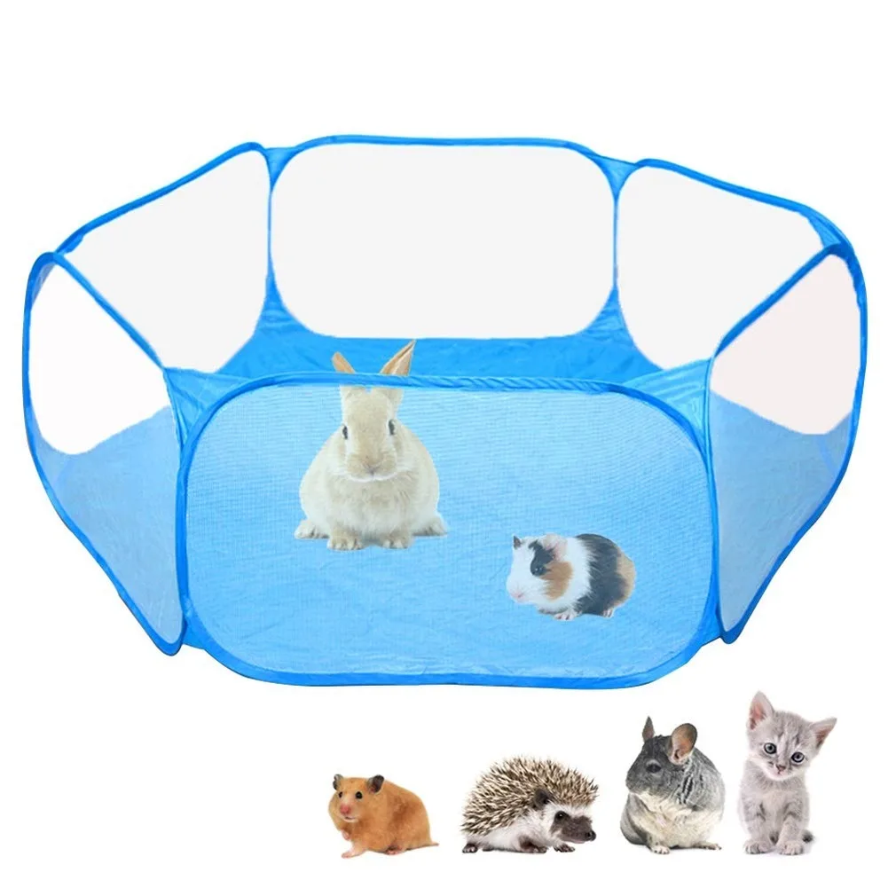 

Small Animals Cat Cage Tent Breathable Transparent Pet Playpen Exercise Yard Kids Fence Kennel for Guinea Pig Rabbits Hamster