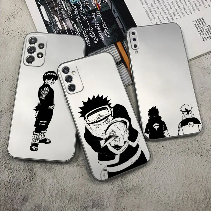 

Naruto-Rock Lee Obito Plating Phone Case for Samsung A73 A53 A52 A51 A50 A72 A71 A32 A33 A31 Metal Feel Silver Silicone Cases