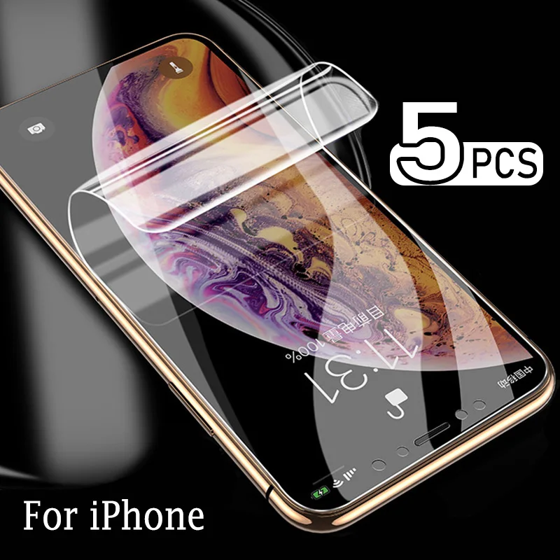 

5Pcs Hydrogel Film For iPhone 14 11 12 13 Pro Max Soft Gel Film For iPhone 8 7 6S Plus SE 2022 XR XS Max Screen Protector