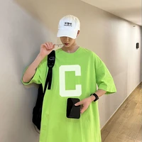 mens clothing 2022 summer new neutral green white black cotton short sleeves render couples loose pure color fashion hot