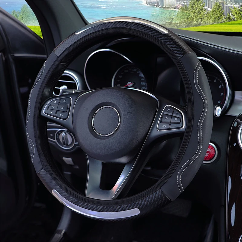 

Универсальный кожаный защитный чехол для руля 37-39 см