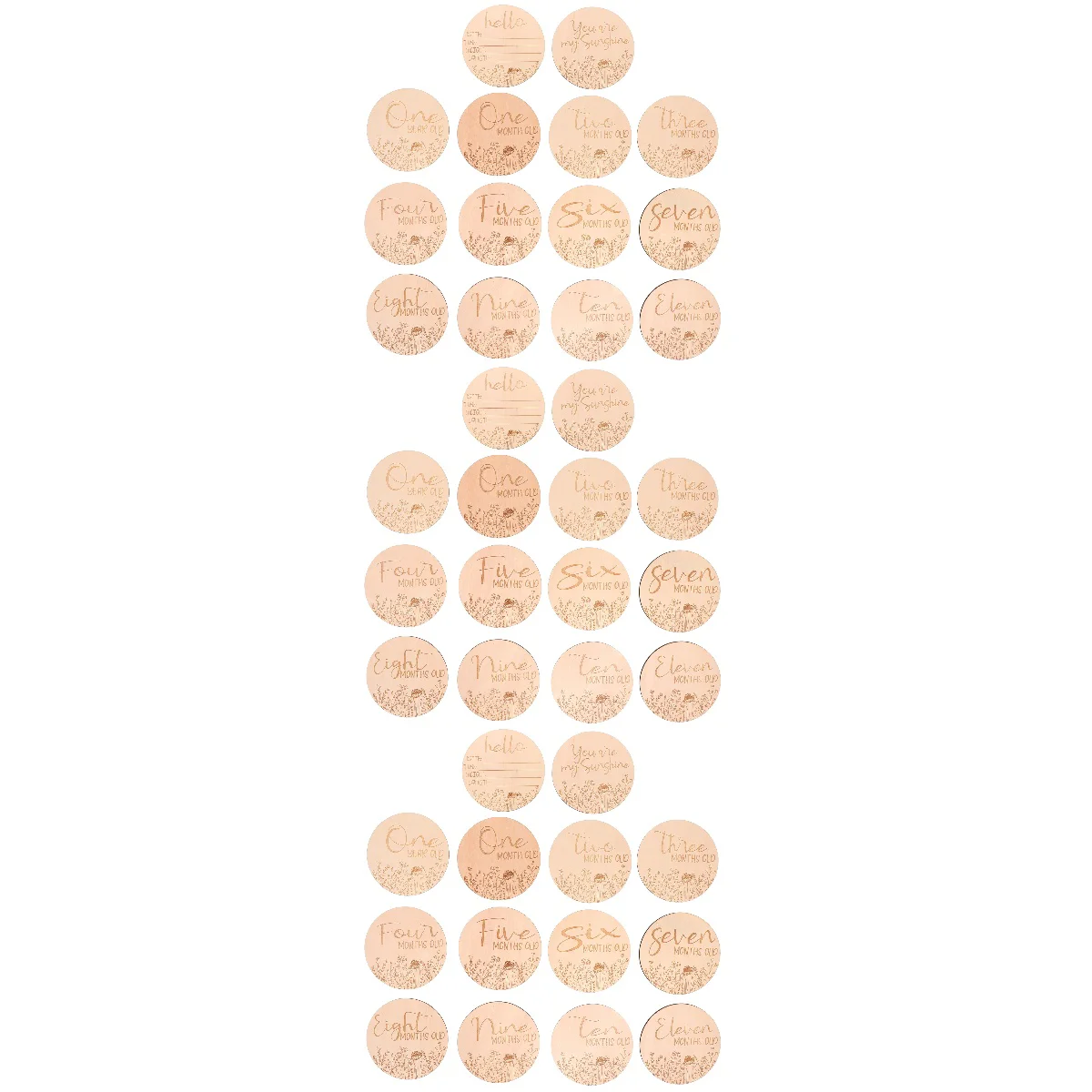 

42 pcs Wooden Baby Milestone Cards Milestone Discs Growth Recording Photo Prop