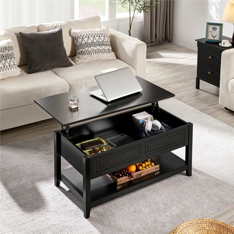 

Lift Coffee Table with Hidden Storage and Bottom , Black