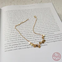 korean 925 sterling silver simple geometric gold disc bracelet for women fashion temperament jewelry